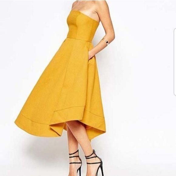 Haoduoyi gold strapless small‎ pocket fitted flare party dance dress - Picture 3 of 8